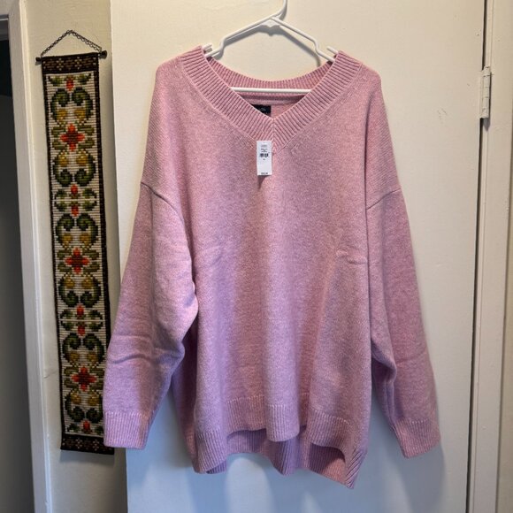 Pink GAP CashSoft Oversized V-Neck Sweater NWT Size XL - Picture 2 of 7